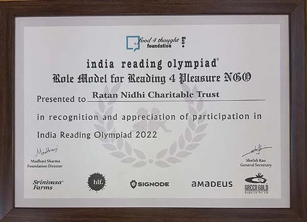 Certificate From India Reading Olympiad
